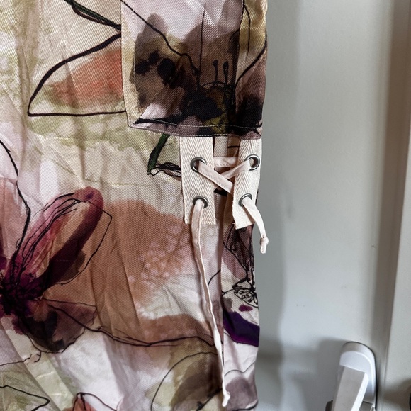 Anthropologie Floral Wide-Leg Pants in Cream and Brown - Picture 4 of 6